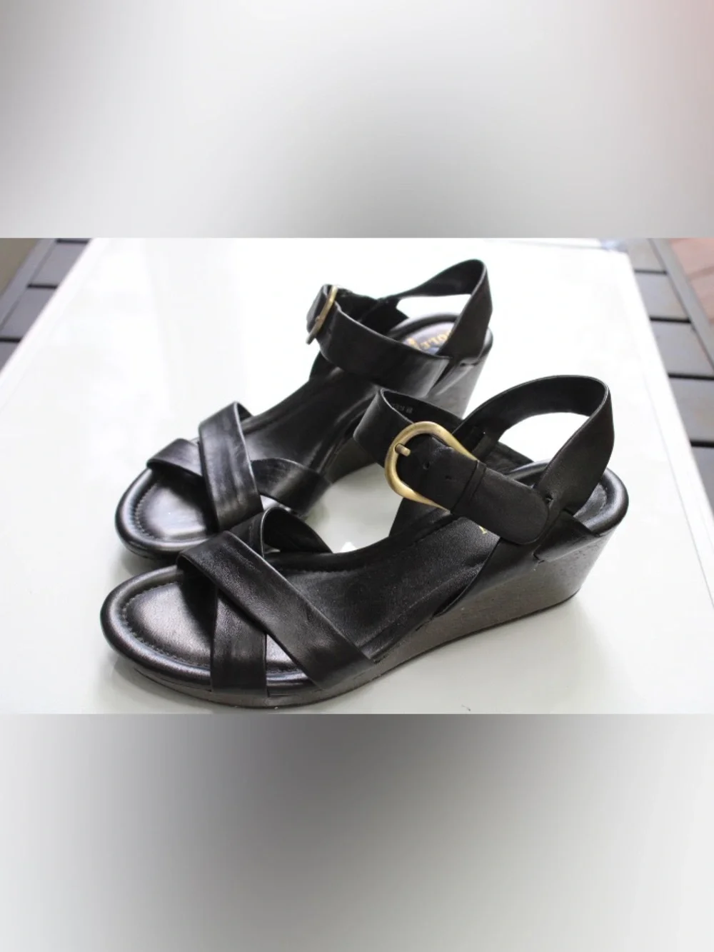 Cole Haan criss cross leather wedges